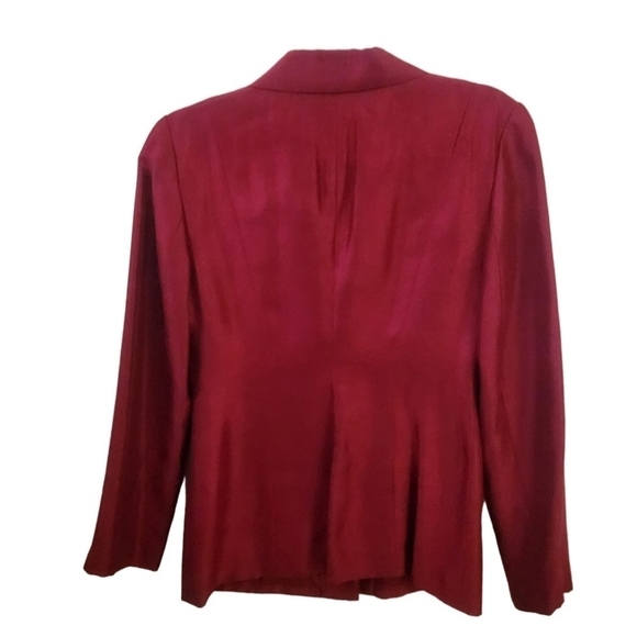 Coldwater Creek Vintage Unique Red Silk Knot Button Blazer Size 4 - Picture 2 of 4